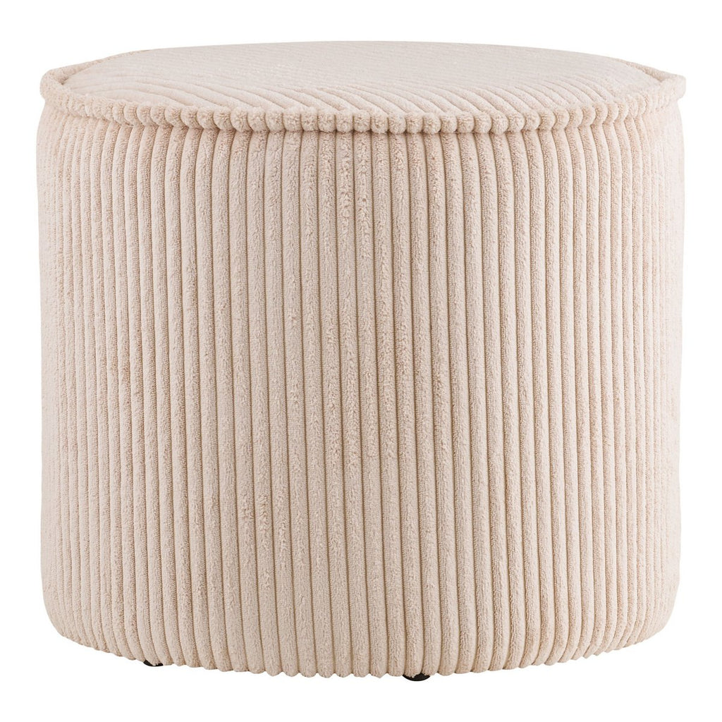 Pouf Taupo - Velours Côtelé Beige, Ø40x35 cm