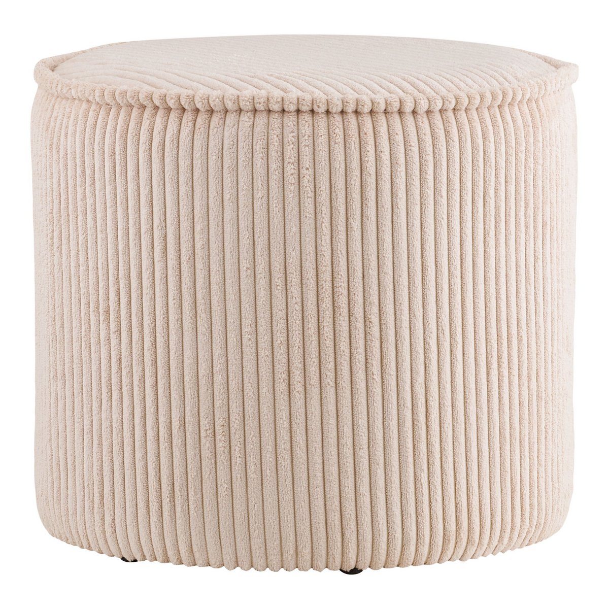 Pouf Taupo - Velours Côtelé Beige, Ø40x35 cm
