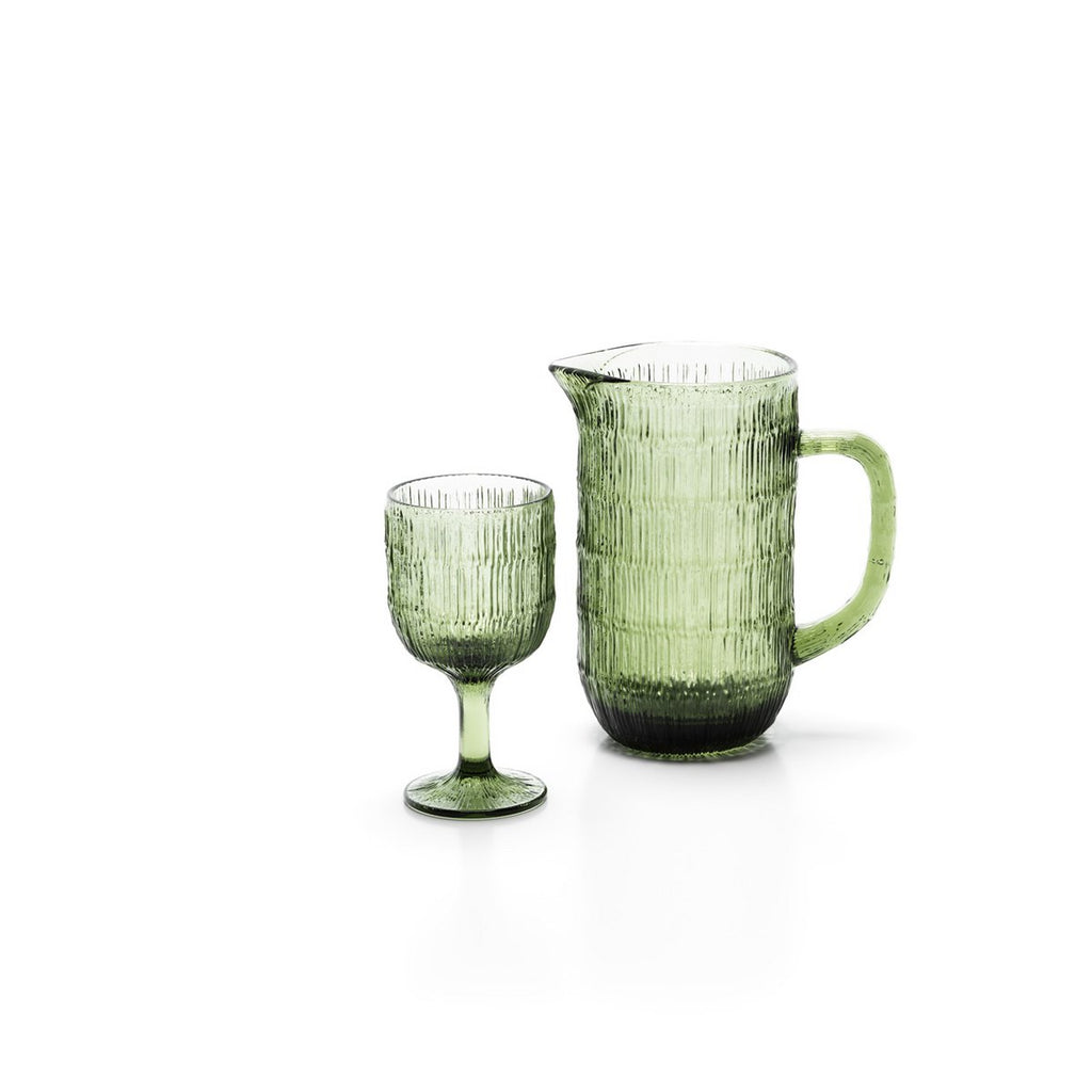 Verre à vin en verre recyclé Moss Ripple – Vert | Bazar Bizar