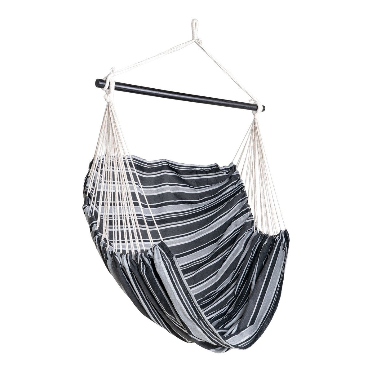 Chaise hamac Lamia - Gris/Noir, 85 % coton 15 % polyester, mélèze