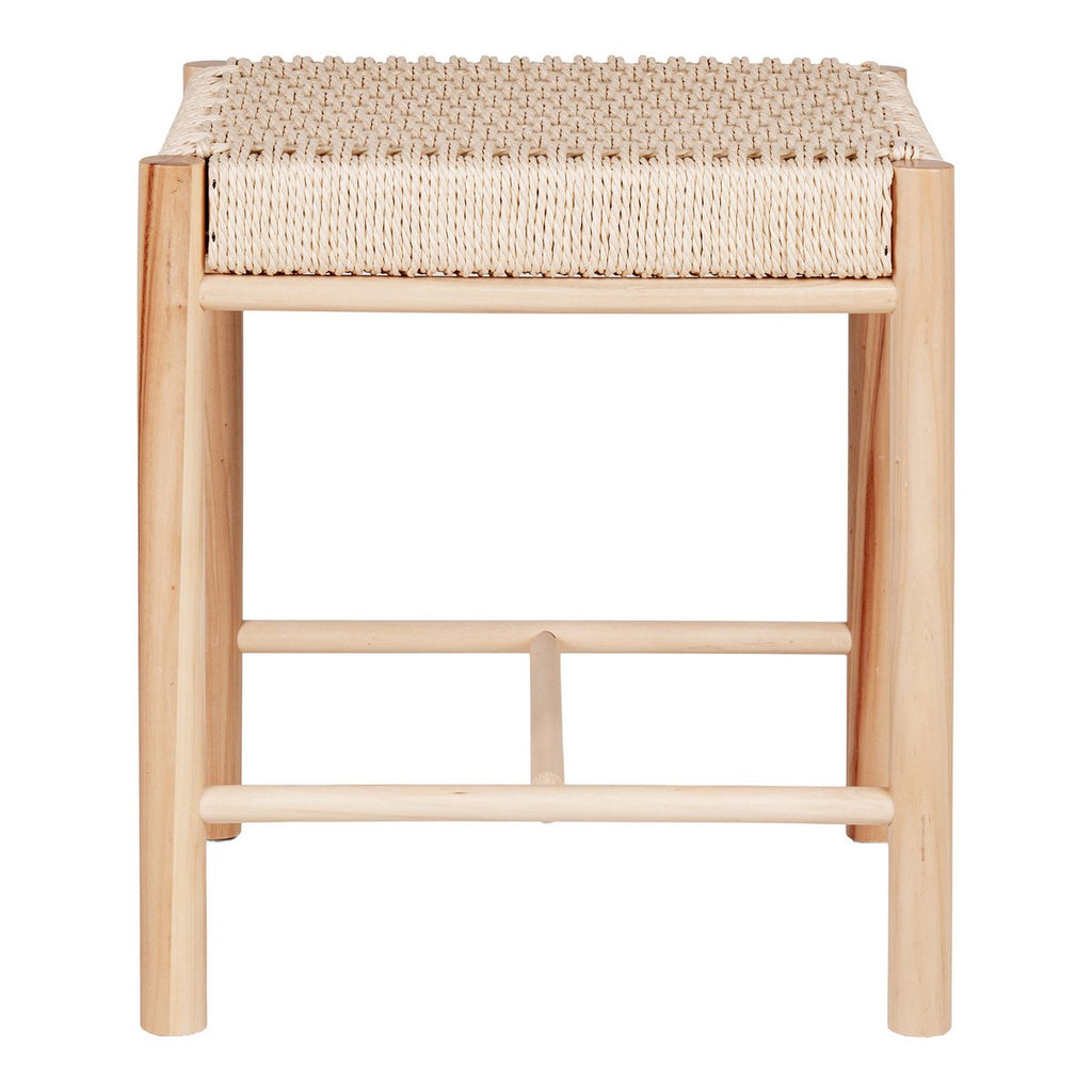 Tabouret Abano - Bois de Peuplier, Corde de Papier, Naturel - 42x42x46,5 cm
