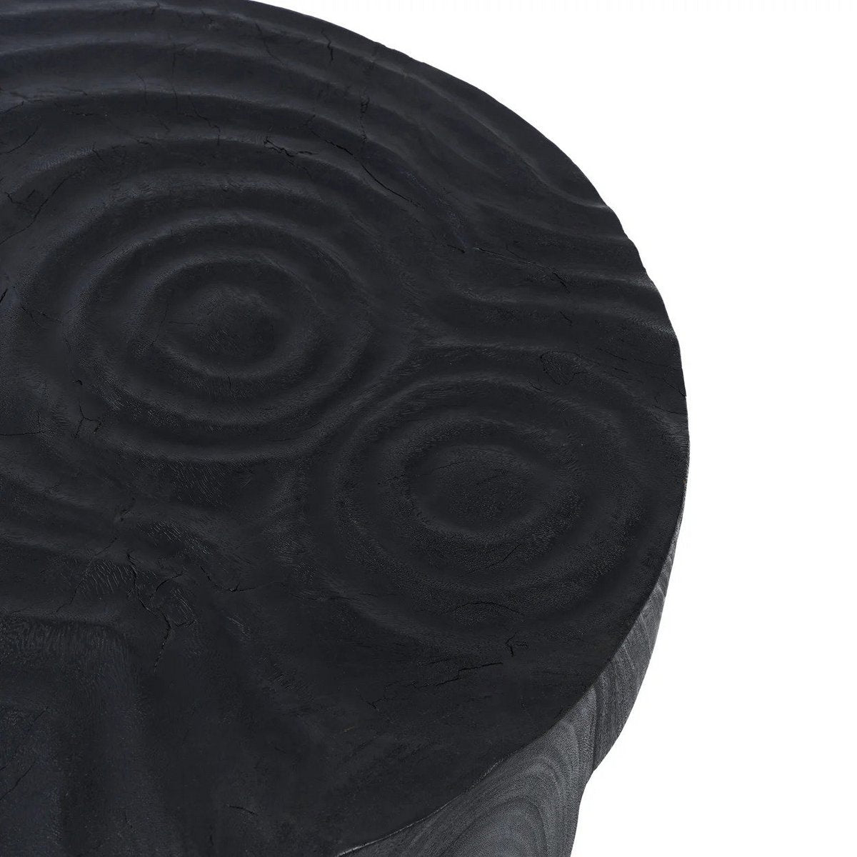 Table basse sculpturale en bois de suar Madero – Noir | Bazar Bizar