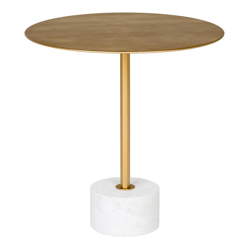 Table d'appoint Lecco - Laiton/Marbre, Marbre, Acier, 51x52cm