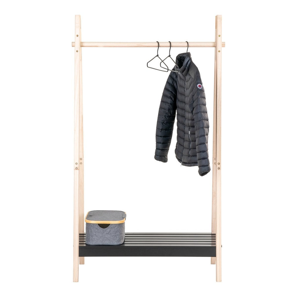 Portant Torino - Naturel/Noir, MDF/Paulownia, 94,5x39x170 cm