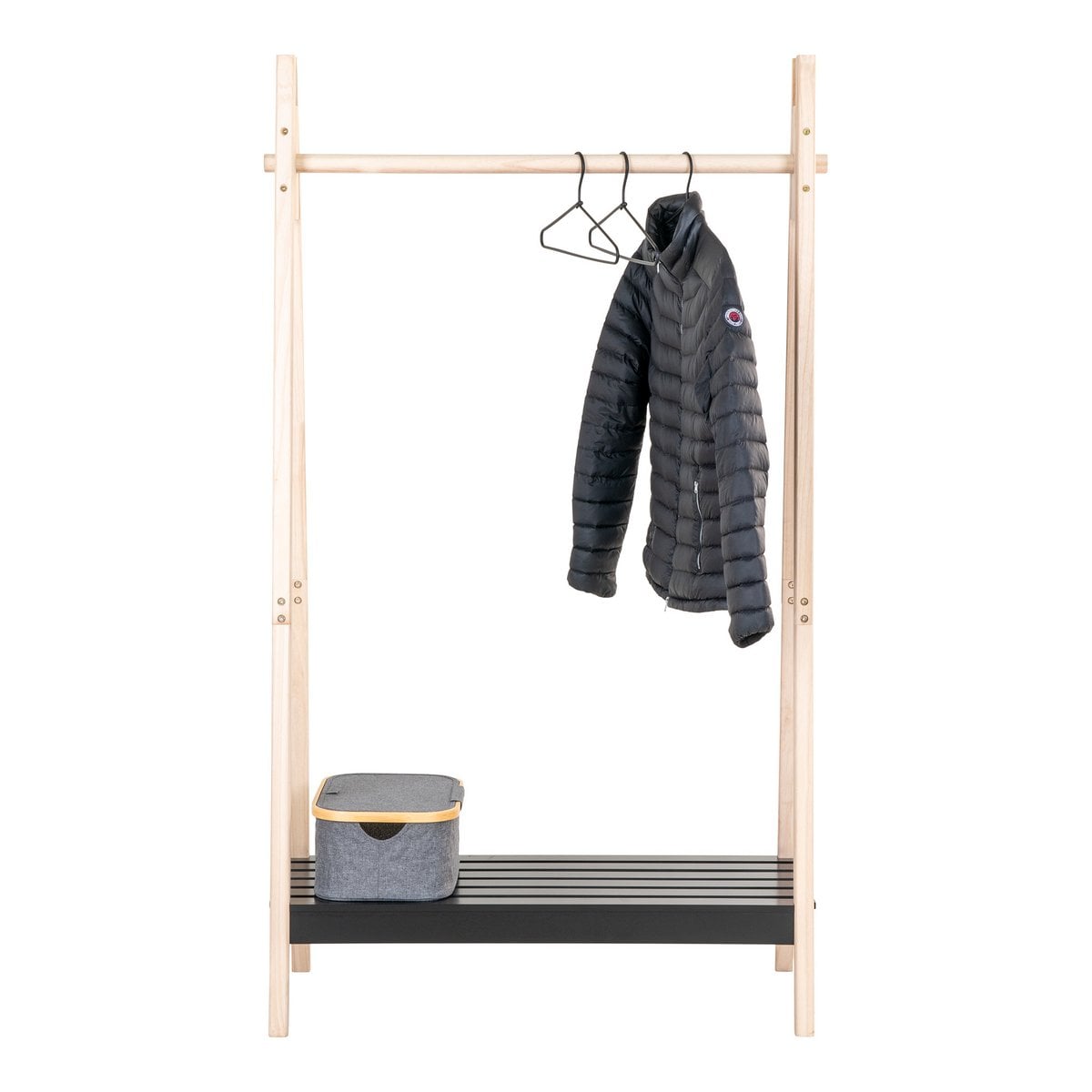 Portant Torino - Naturel/Noir, MDF/Paulownia, 94,5x39x170 cm