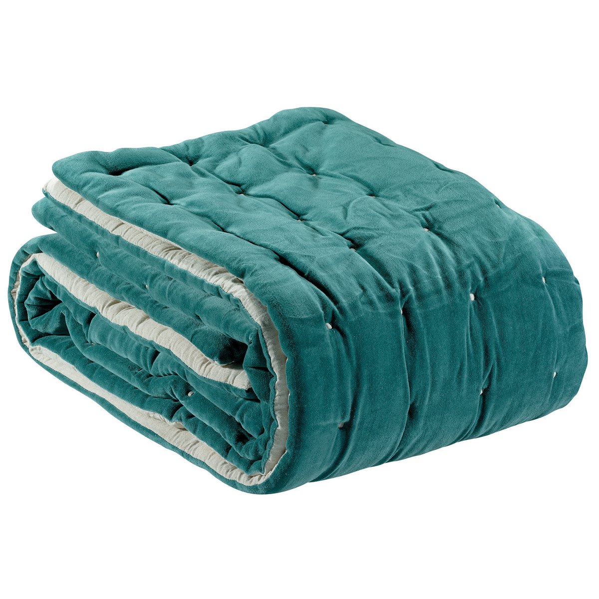 Chemin de Lit Uni Elise Vert de Gris 90 x 240