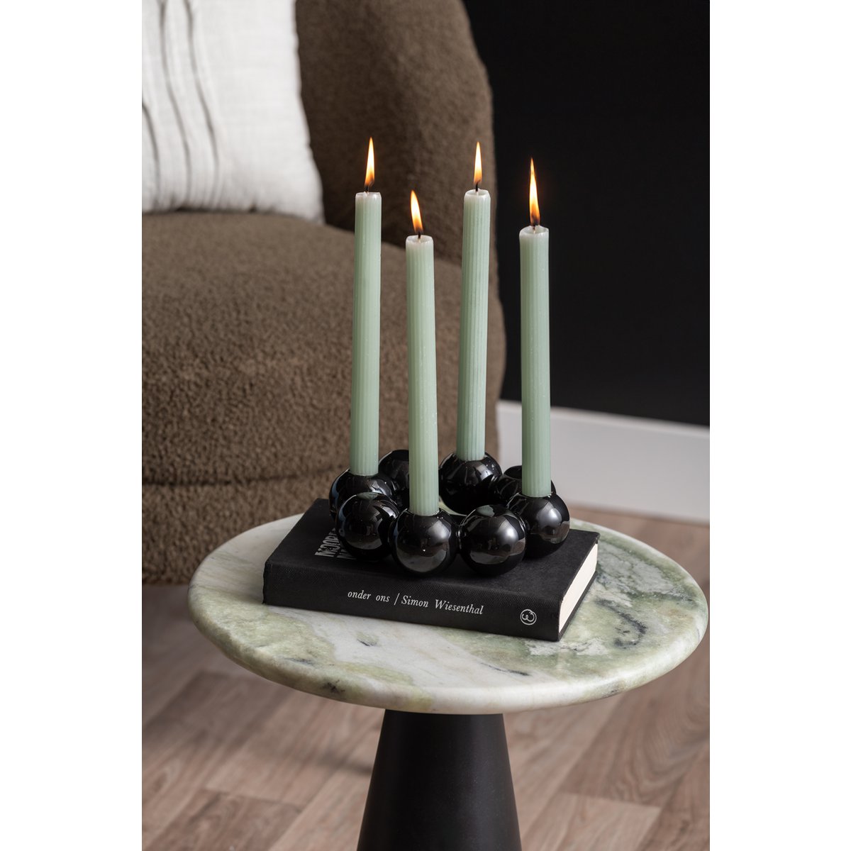 Table d'Appoint Force Marbre Vert et Manguier