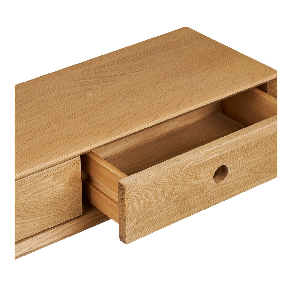 Commode murale Luzern en chêne laqué – 2 tiroirs – 80 × 25 × 15 cm