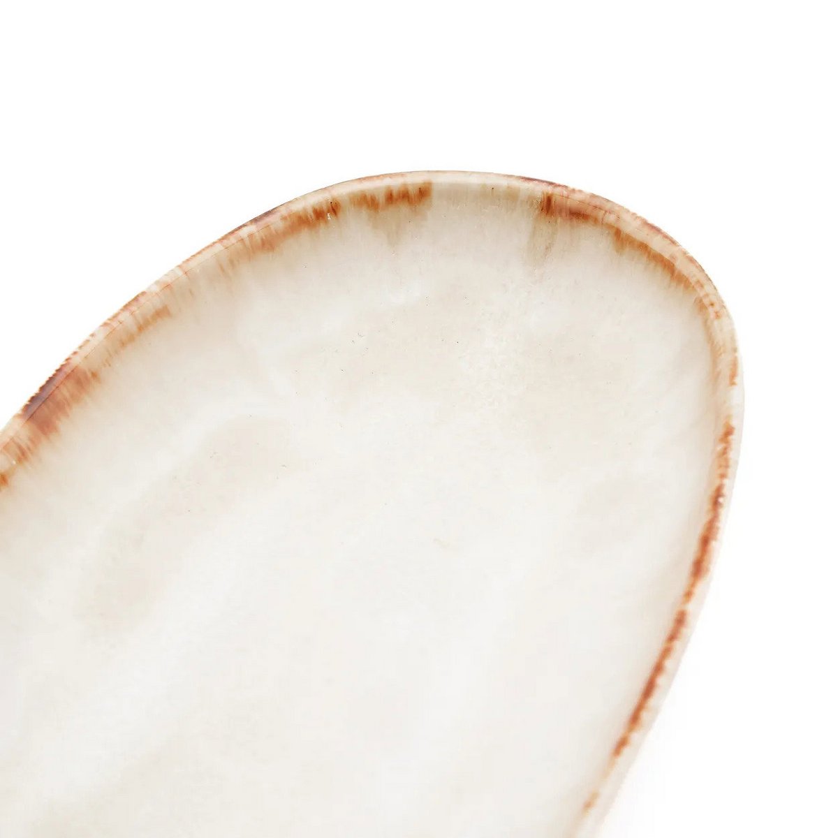 Plat ovale en grès Cascais – Blanc Or – M | Bazar Bizar