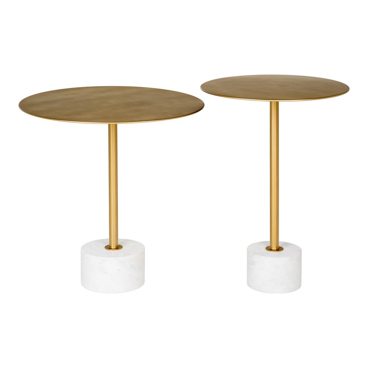 Table d'appoint Lecco - Laiton/Marbre, Marbre, Acier, 51x52cm