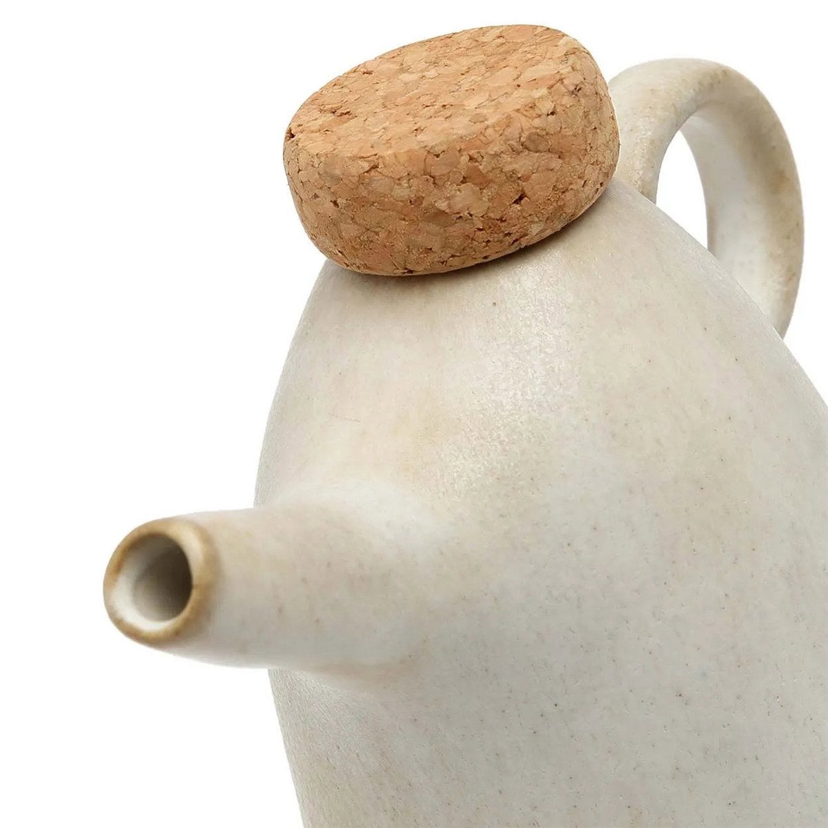 Huilier en grès N°78 – Blanc Vernis Craquellé – Bouchon Liège | Bazar Bizar
