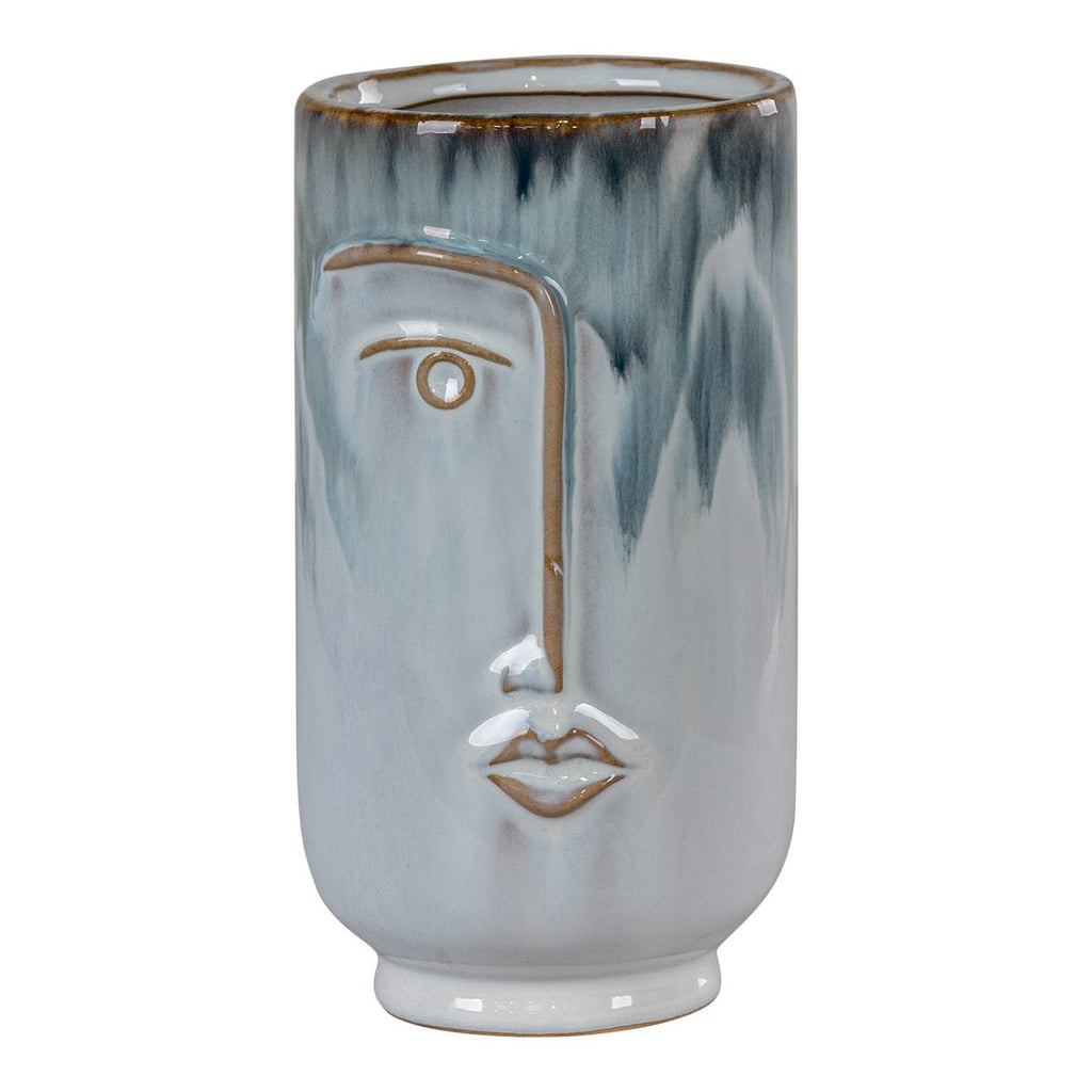 Vase - Porcelaine Peinte à la Main, Bleu Bicolore, 9,5x17 cm