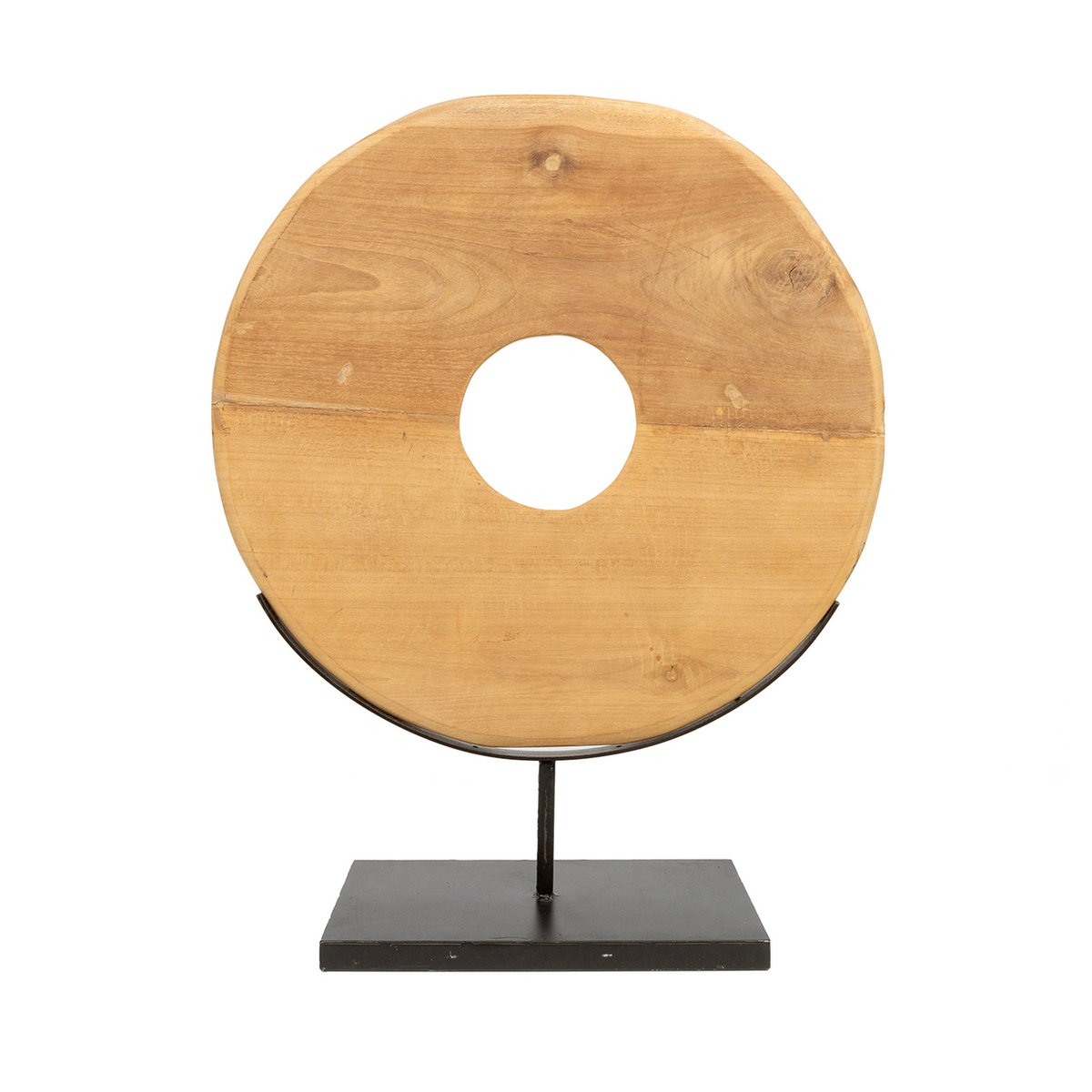 Sculpture disque en bois sur pied 60 cm