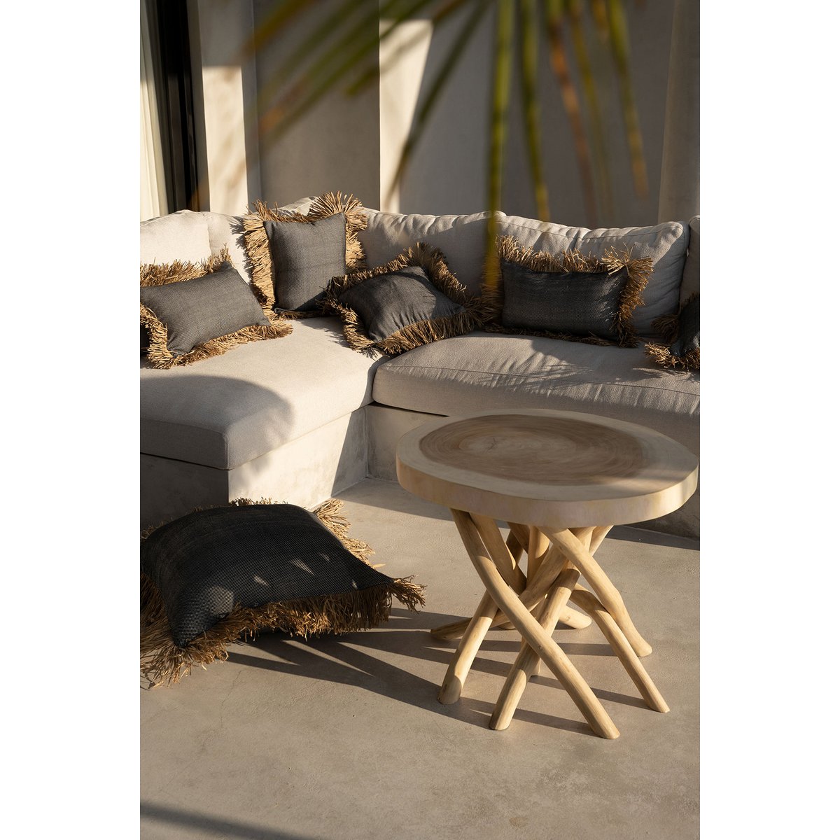 Housse de coussin Bonita noir et naturel 30 × 50 cm
