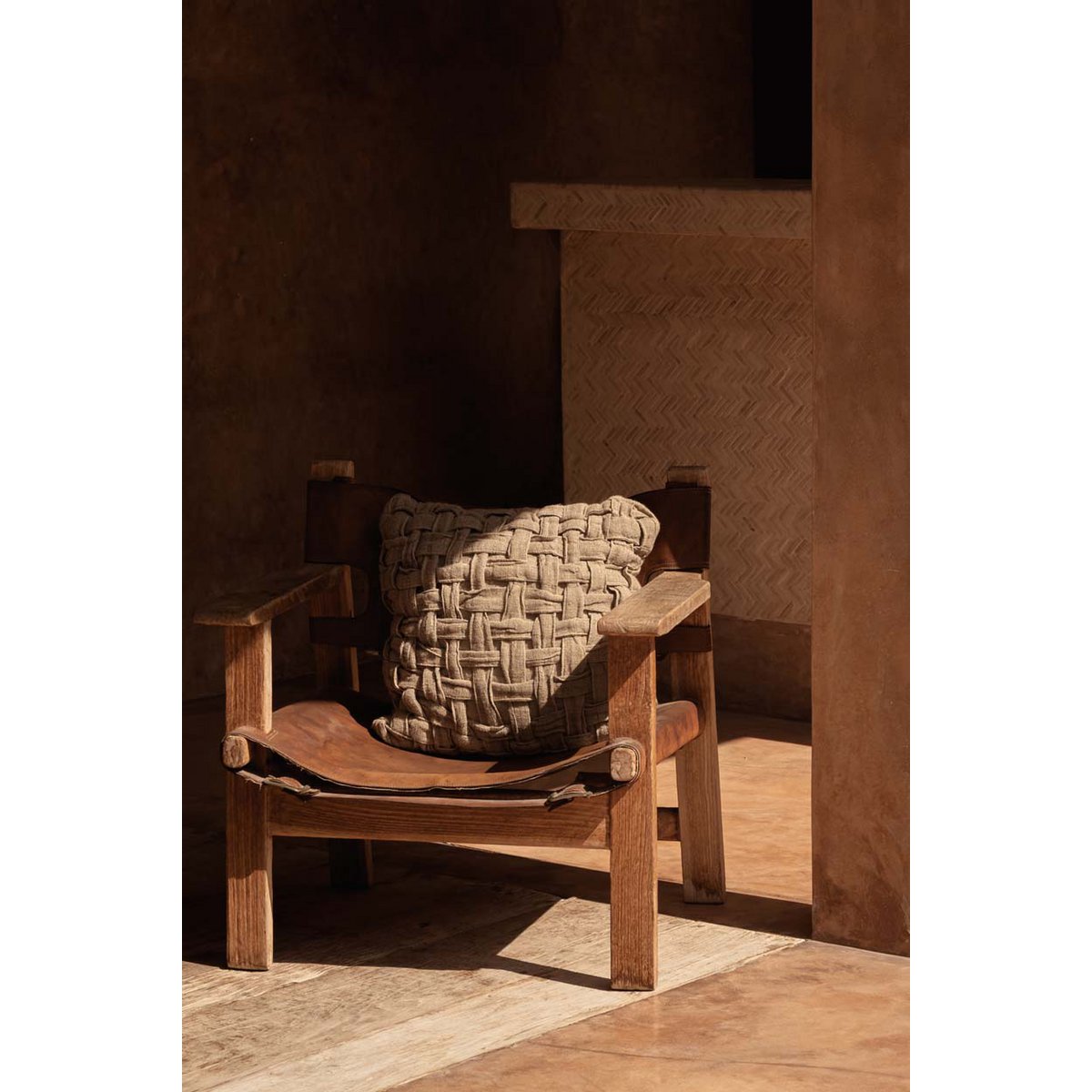 Housse de coussin en lin Crosier – Naturel – 50×50cm | Bazar Bizar