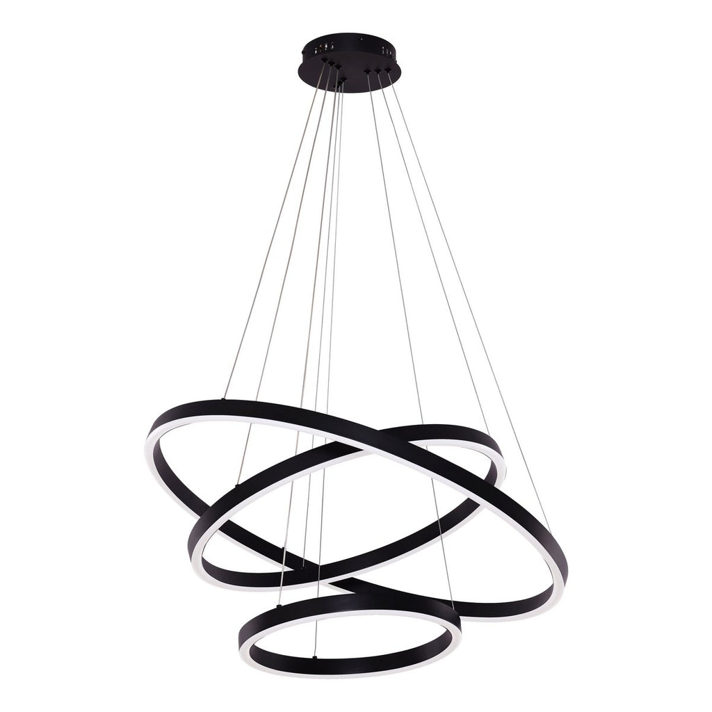 Suspension LED Neo Noir – 3 anneaux Ø 40, 60 et 80 cm