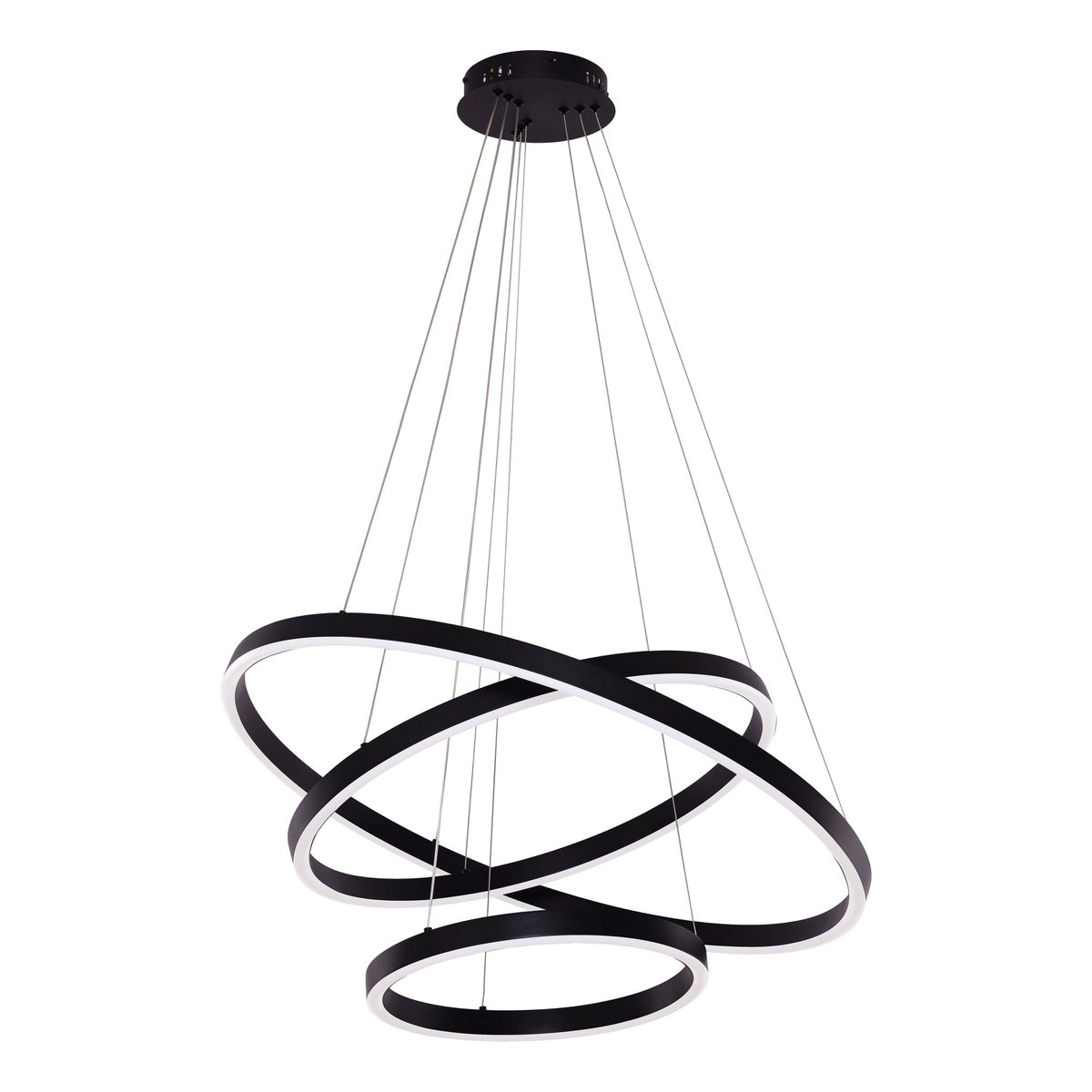 Suspension LED Neo Noir – 3 anneaux Ø 40, 60 et 80 cm