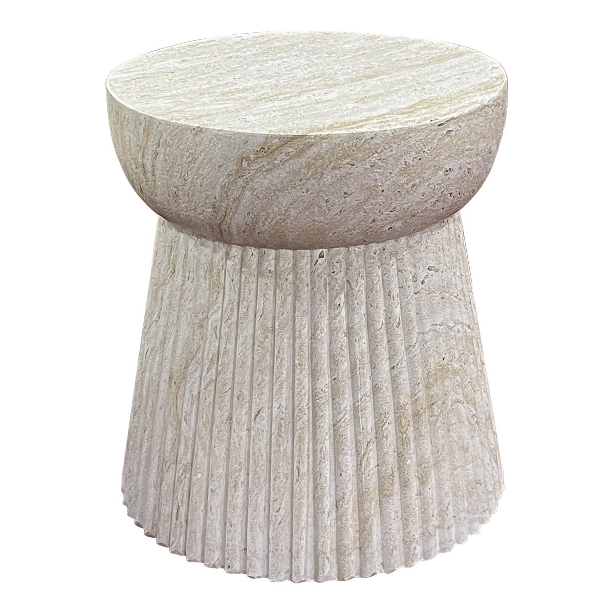 Table d'Appoint Bonn Rainurée - Fiberclay Naturel, Ø37x43 cm