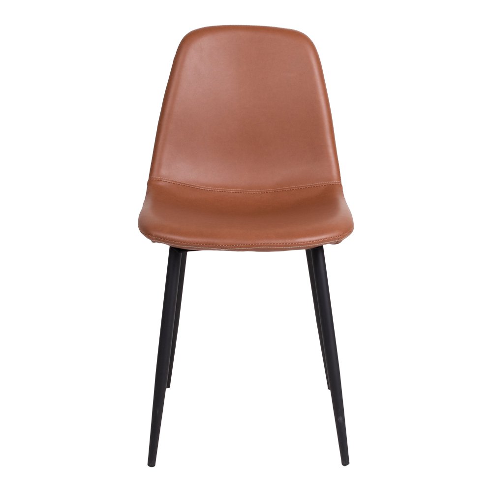 Chaise de salle à manger Stockholm - Marron, cuir PU, pieds en métal noir, 54x44x88cm - lot de 2