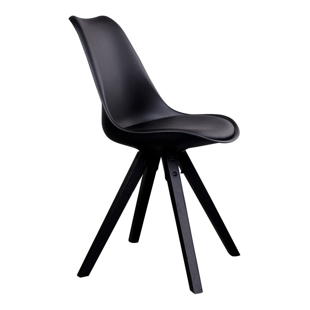 Chaise de salle à manger Bergen – Cuir PU noir & bois noir (lot de 2)