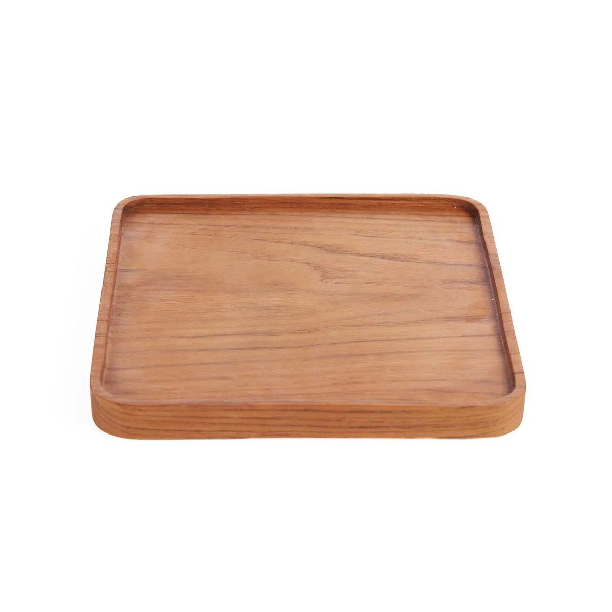 Assiette carrée en teck – Naturel – M | Bazar Bizar