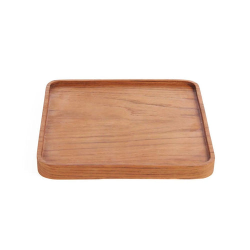 Assiette carrée en teck – Naturel – M | Bazar Bizar