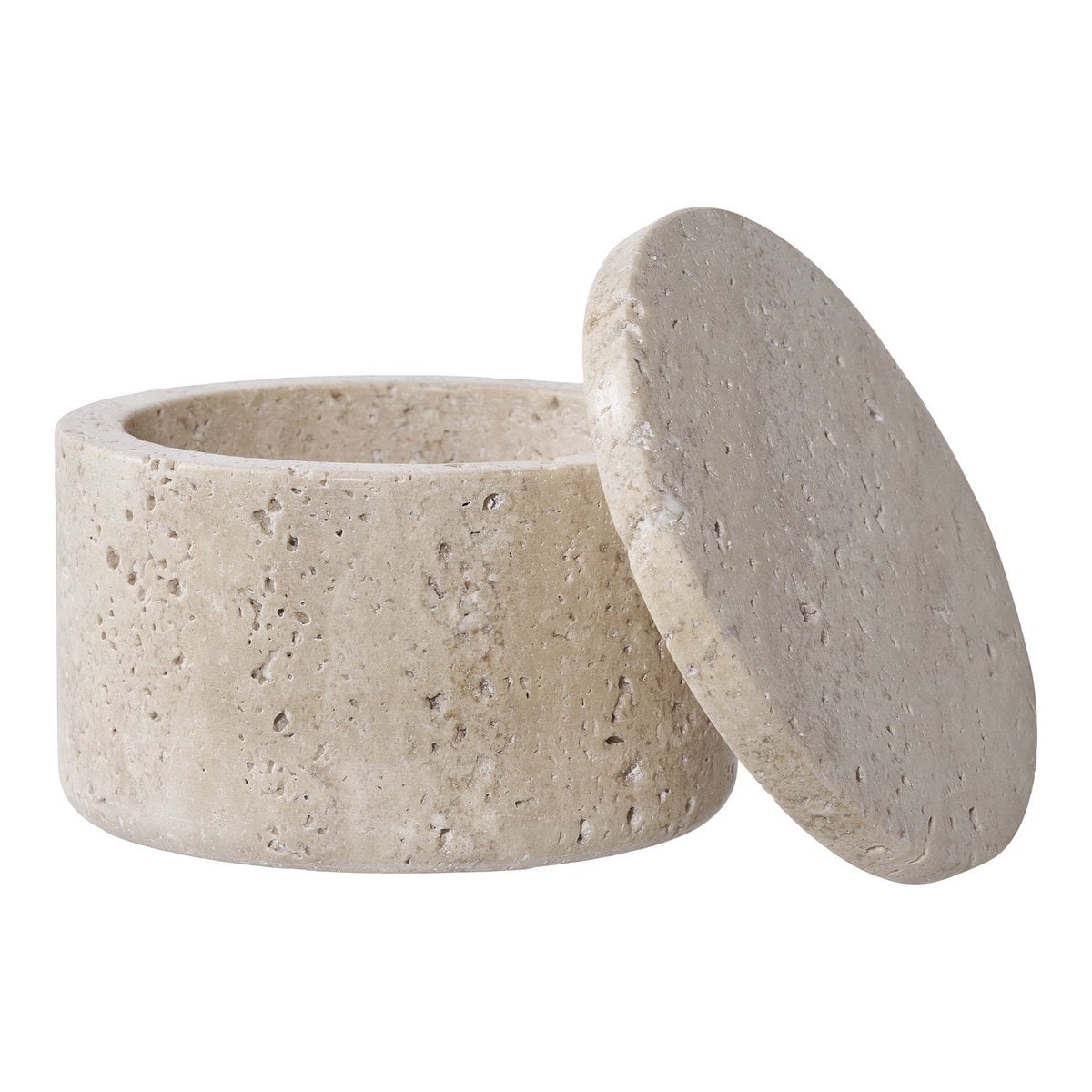 Pot de rangement en travertin naturel – Ø10x6,5 cm