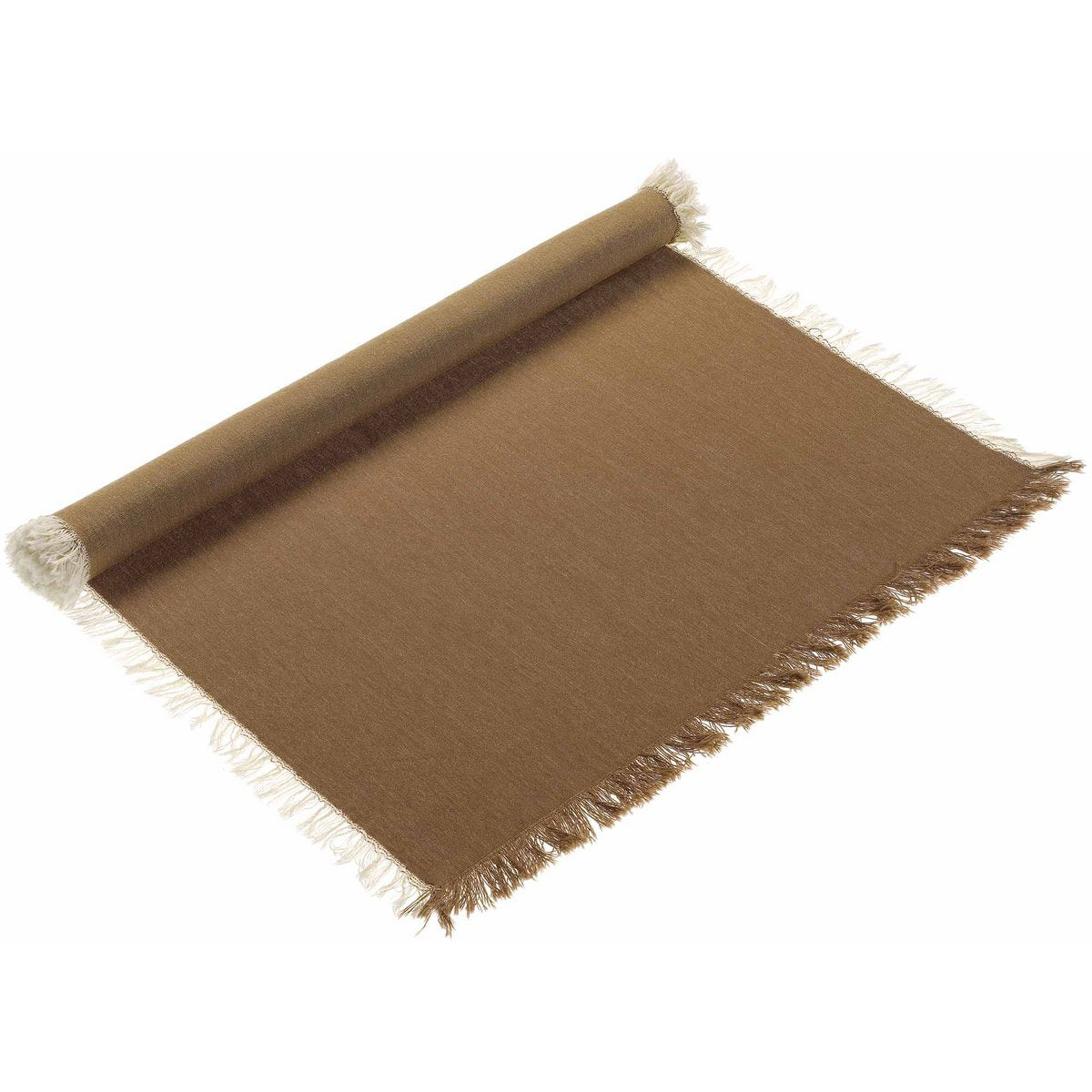 Chemin de table Kalea Tabac en coton recyclé 50 × 150 cm