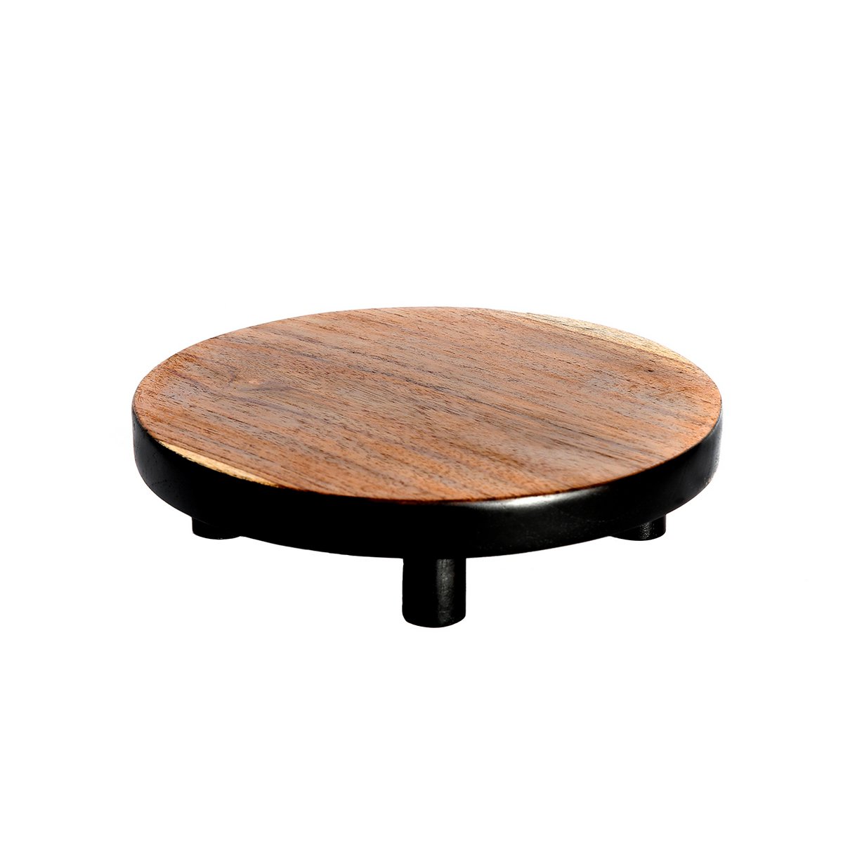 Présentoir à gâteaux en teck Bondi – Noir Naturel – M | Bazar Bizar