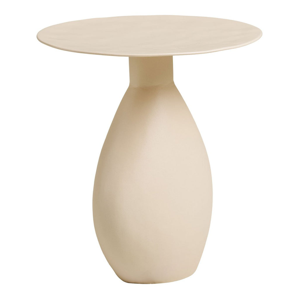 Table d'Appoint Calais - Métal Émaillé Blanc Cassé, Ø36x40 cm