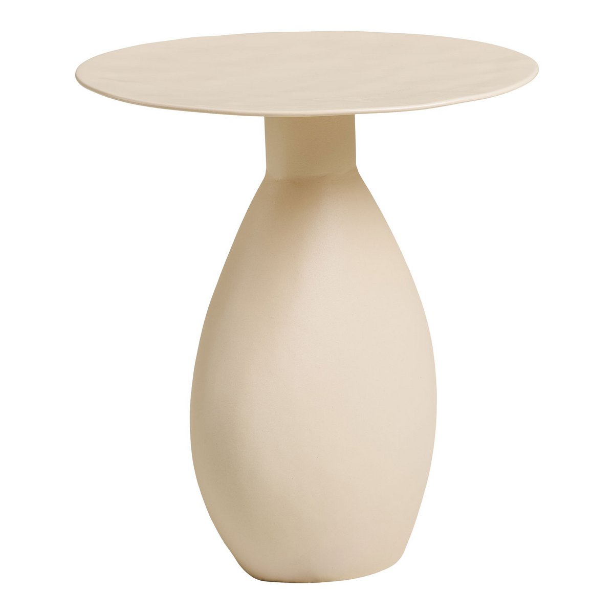 Table d'Appoint Calais - Métal Émaillé Blanc Cassé, Ø36x40 cm
