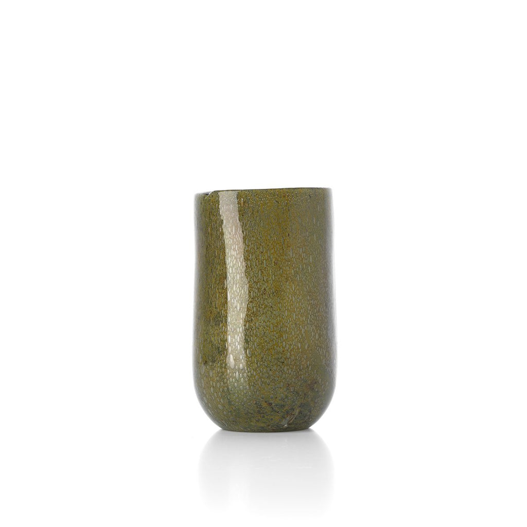 Vase Forest vert olive bas en verre – 22 cm