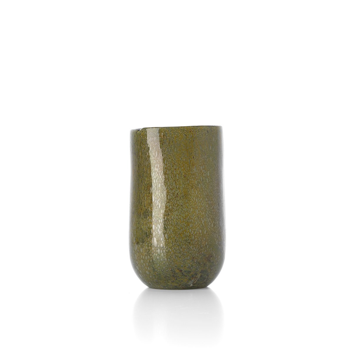 Vase Forest vert olive bas en verre – 22 cm