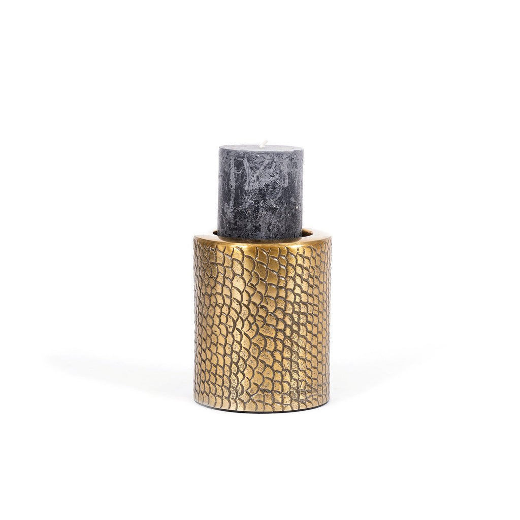 Bougeoir en aluminium Croco – Doré – L | Bazar Bizar