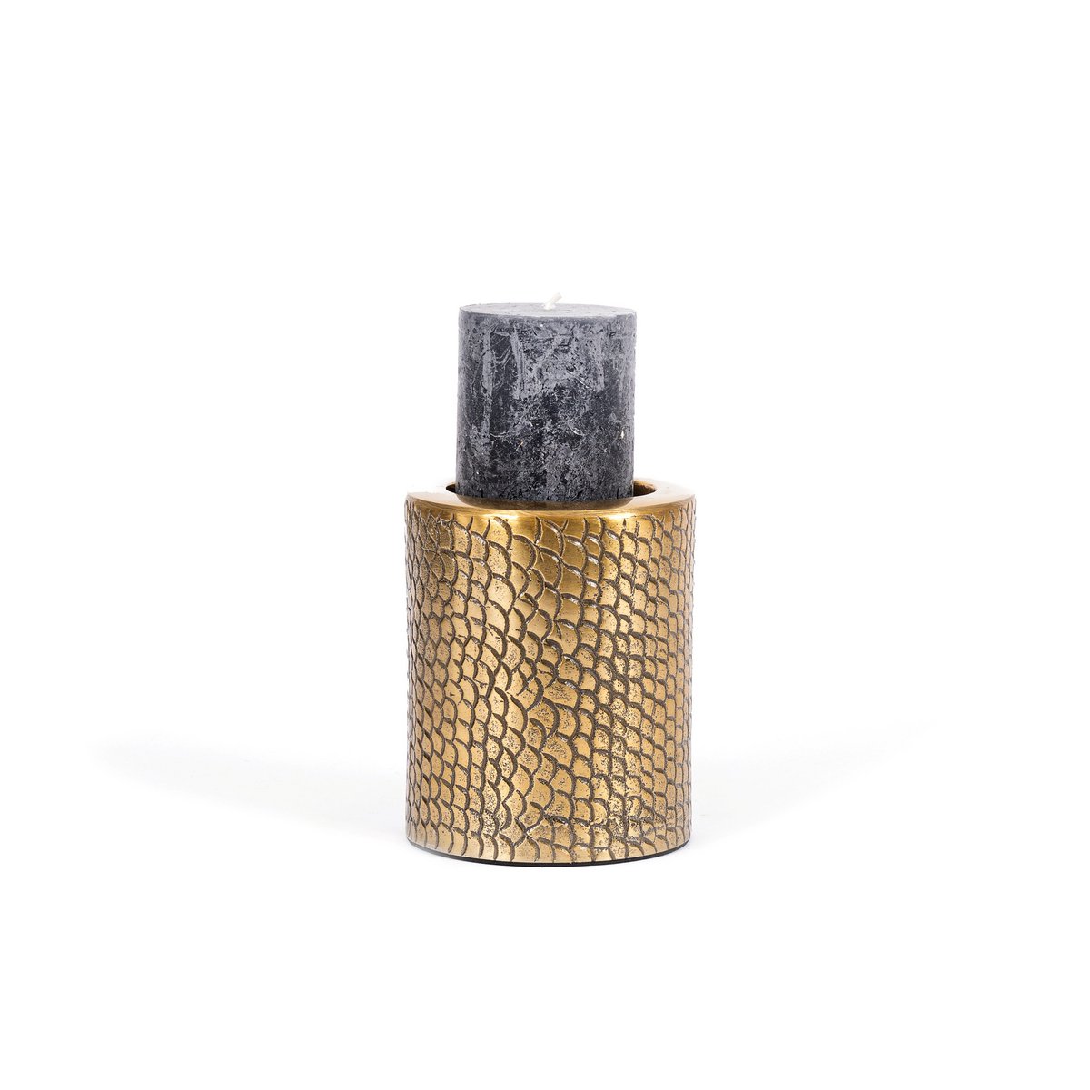 Bougeoir en aluminium Croco – Doré – L | Bazar Bizar