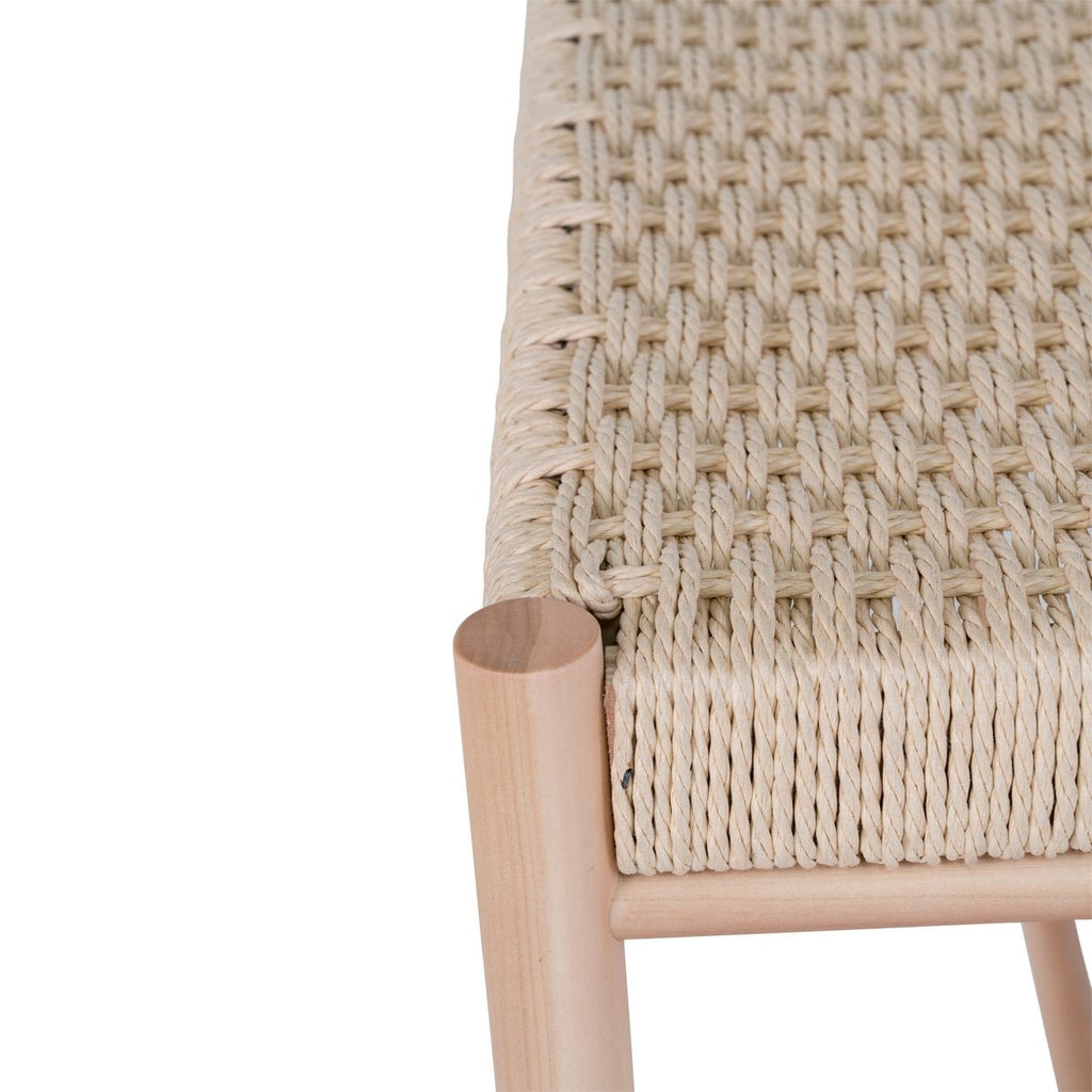 Banc Abano - Naturel, Bois de Peuplier, Corde de Papier, 35x80x45cm