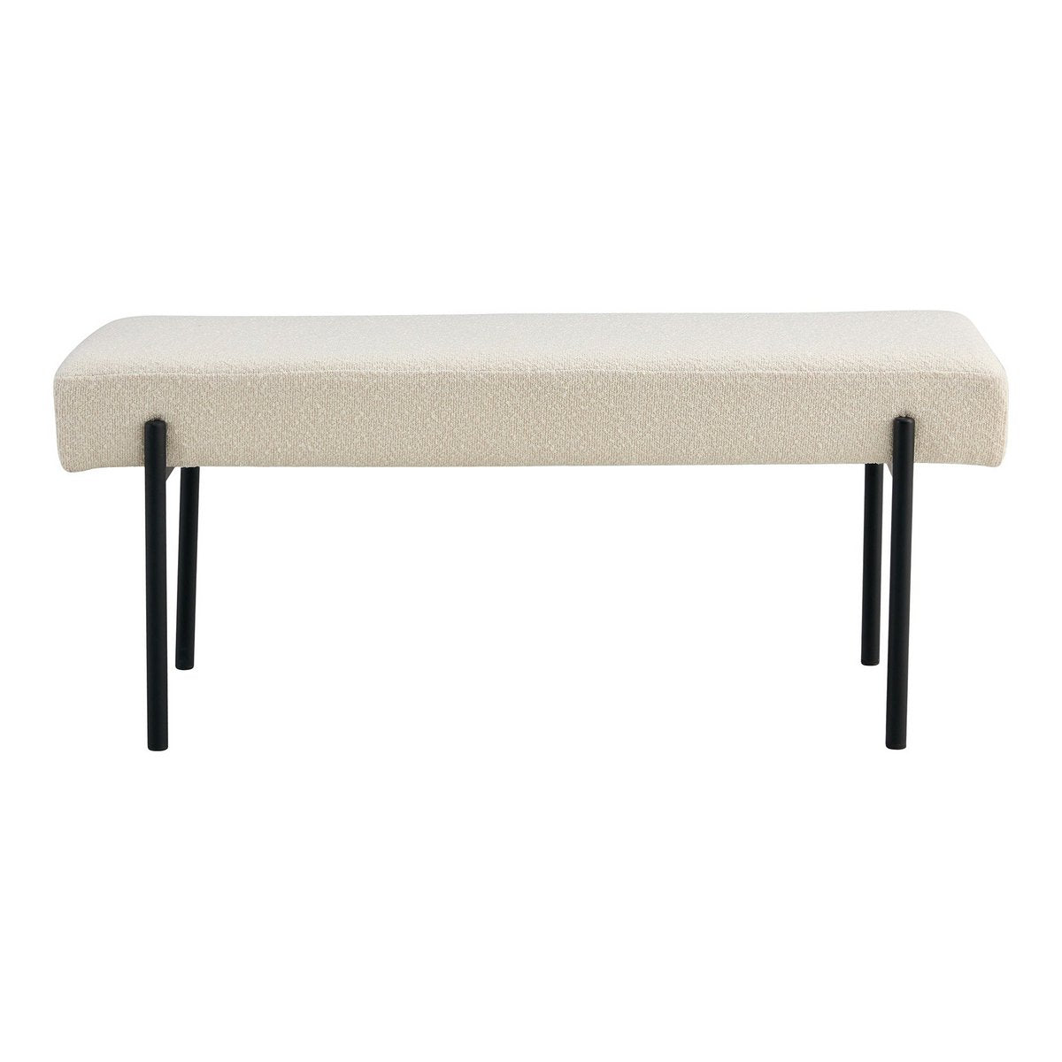 Banc Swindon - Bouclé Blanc, 100x36x42,5cm