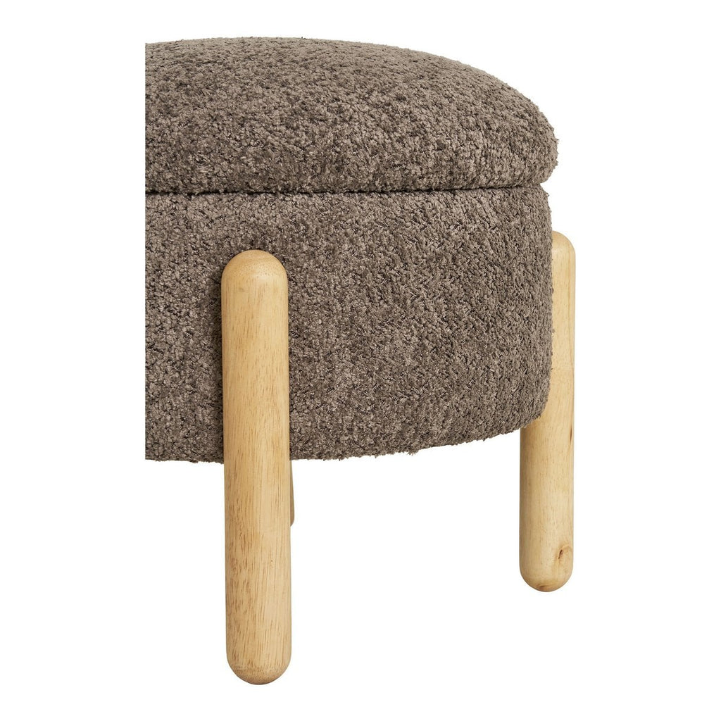 Pouf Médas avec Rangement - Bouclé Marron/Naturel, 45x45x36 cm