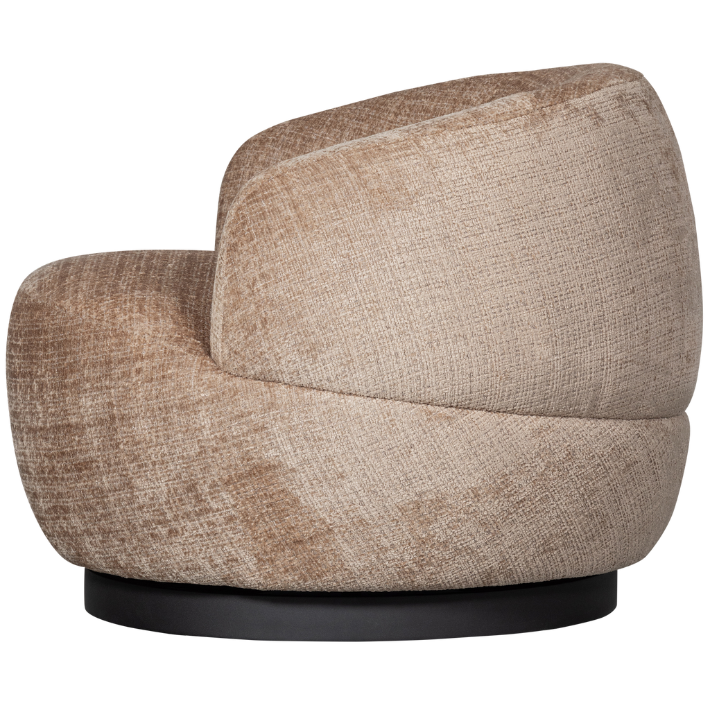 WOOLLY FAUTEUIL PIVOTANT CHENILLE SABLE