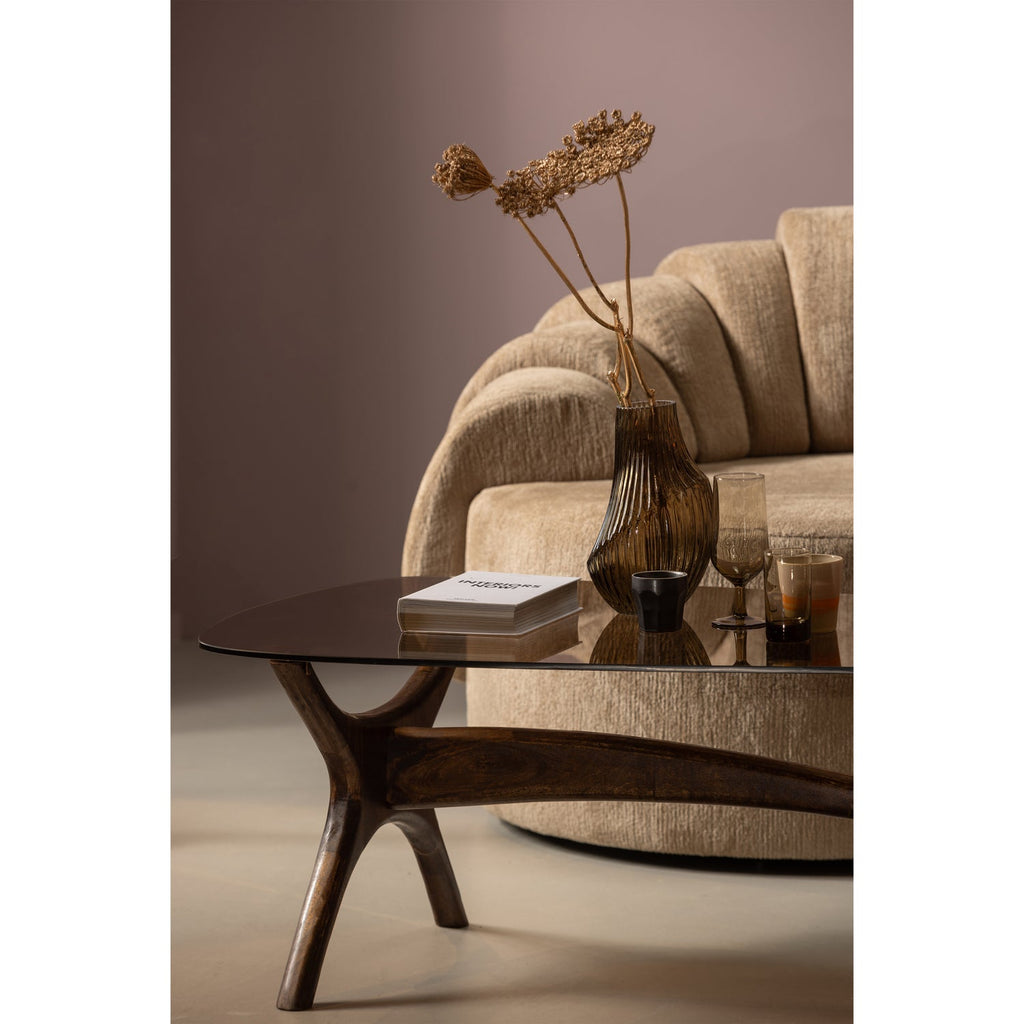FLASH TABLE BASSE BOIS DE MANGUIER/VERRE NOYER