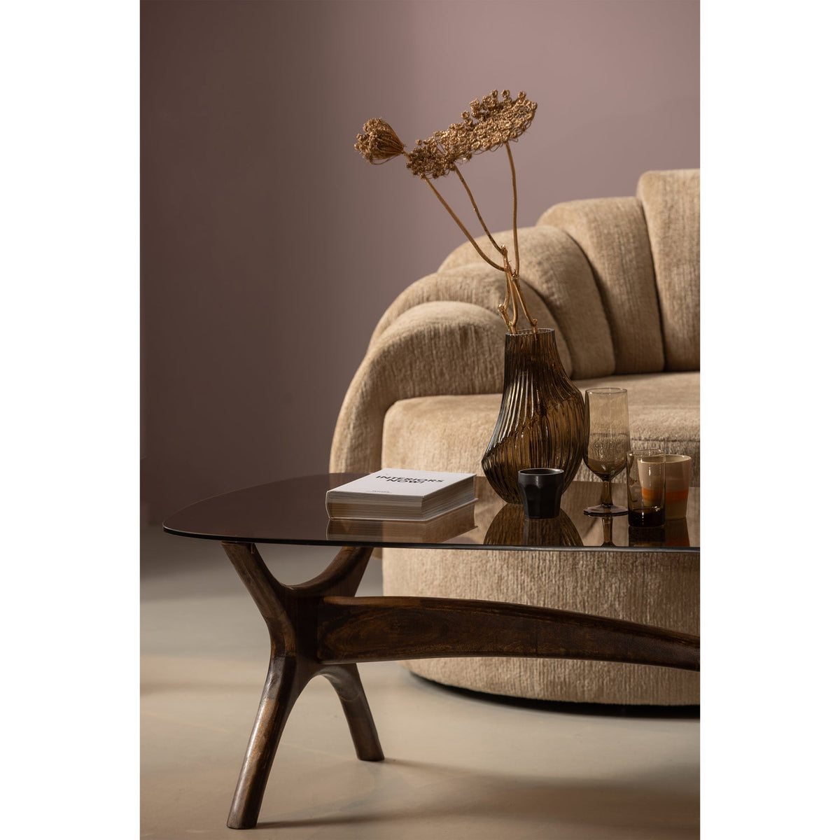 FLASH TABLE BASSE BOIS DE MANGUIER/VERRE NOYER
