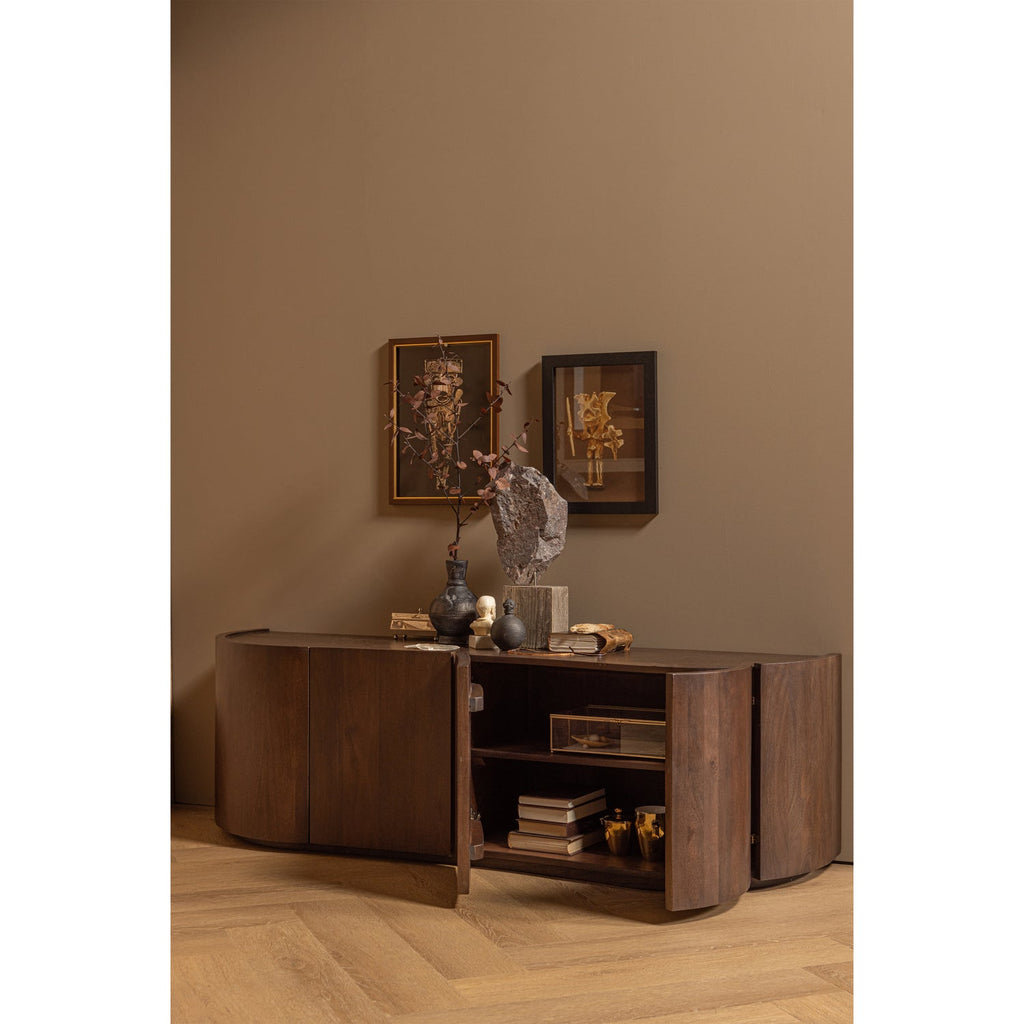 SENSE COMMODE 4 PORTES MANGUE BOIS MARRON FONCE