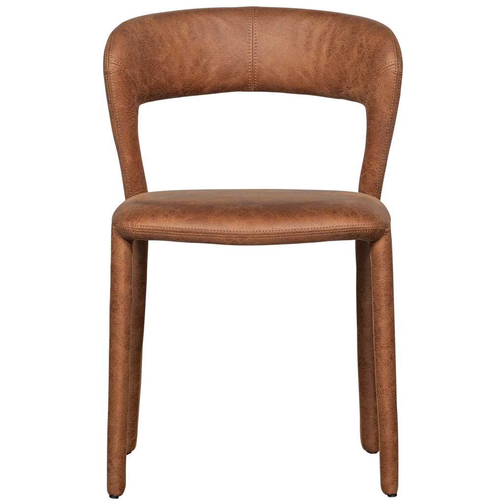 NOBLE CHAISE DE SALLE A MANGER ASPECT CUIR COGNAC