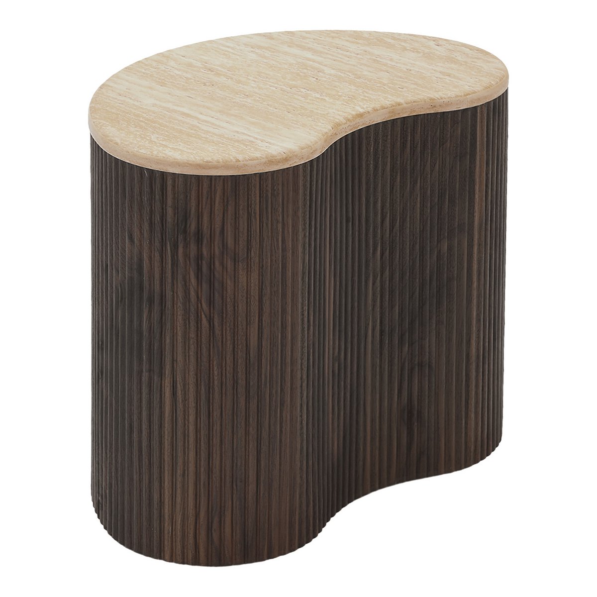 Table d'appoint Cadix – Effet travertin & marron foncé