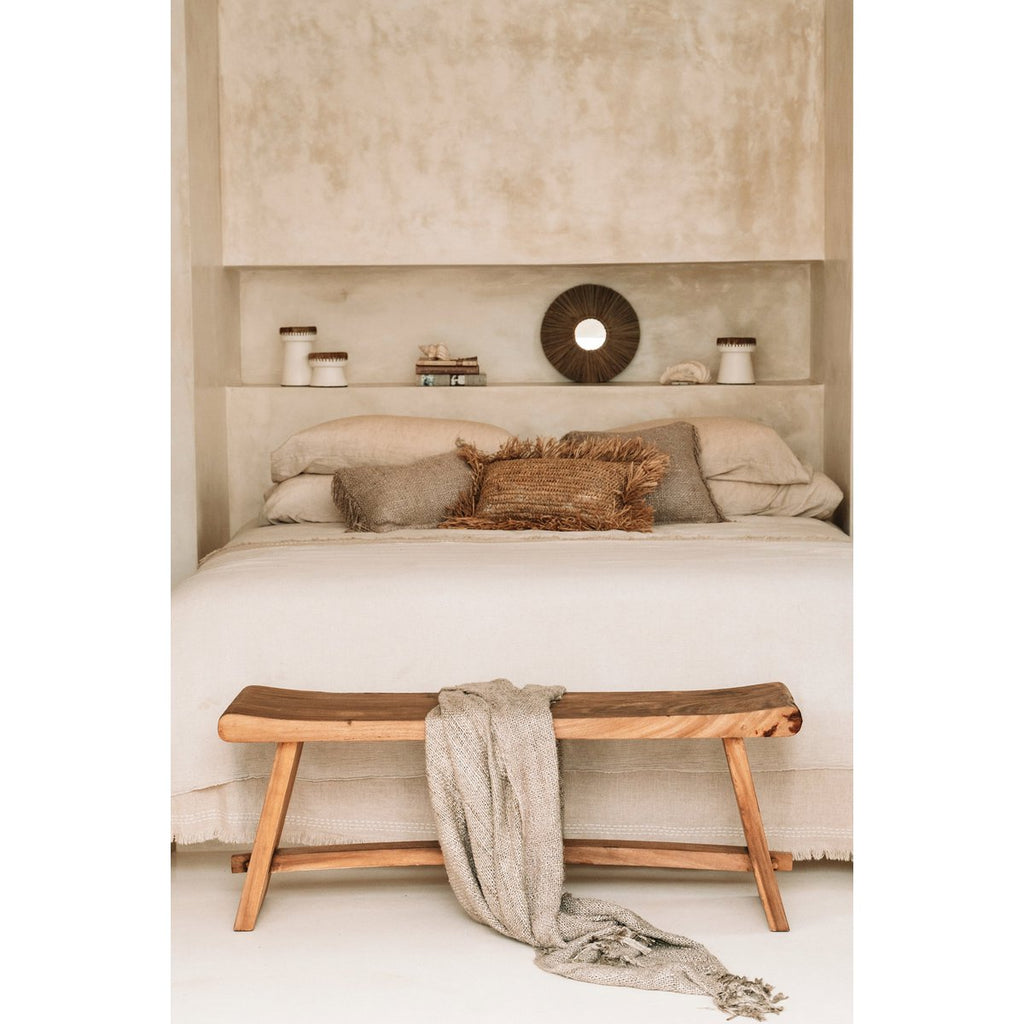 Banc en bois massif Suar – Naturel – 120cm | Bazar Bizar