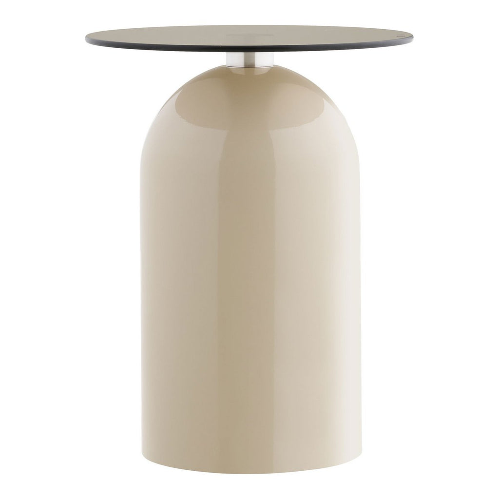 Table d'Appoint Ravello - Verre Trempé & Métal Gris/Beige, Ø40x52 cm