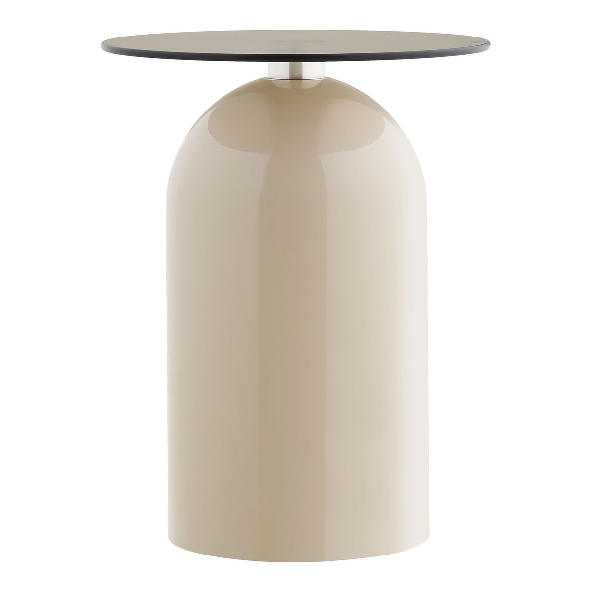 Table d'Appoint Ravello - Verre Trempé & Métal Gris/Beige, Ø40x52 cm