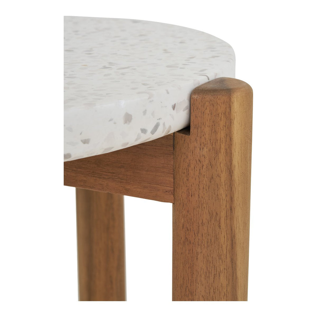 Table d'Appoint Terracina - Naturel/Blanc, Acacia/Terrazzo, ø37x46 cm