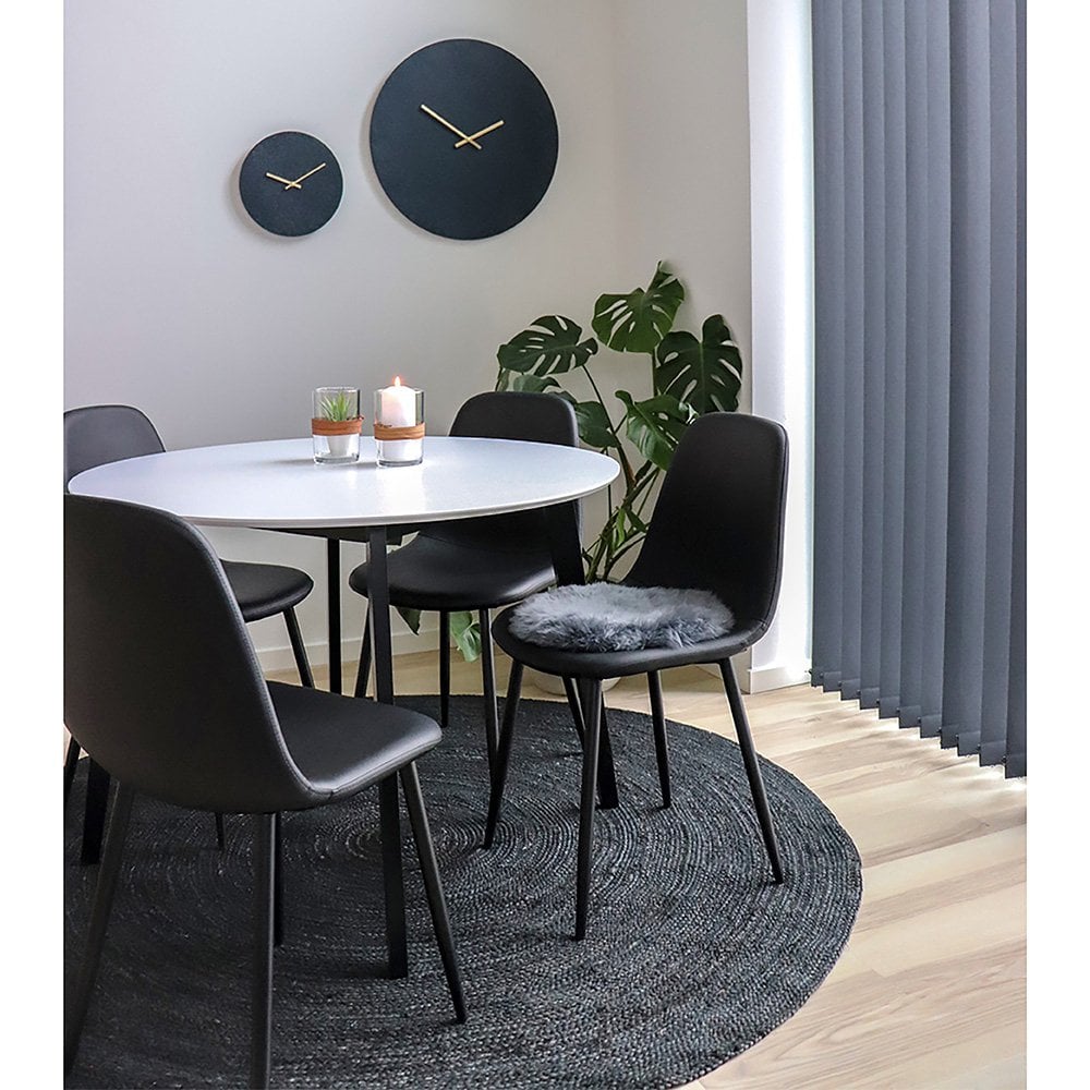 Chaise de salle à manger Stockholm – Noir, cuir PU, pieds en métal noir – Lot de 2
