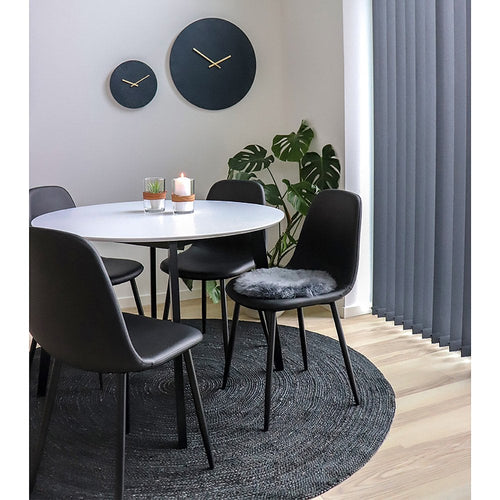 Chaise de salle à manger Stockholm – Noir, cuir PU, pieds en métal noir – Lot de 2